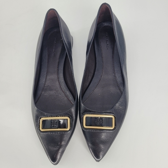 tory burch black Georgia Pointed Toe Flats slip ons loafers size 8.5 - Picture 4 of 11